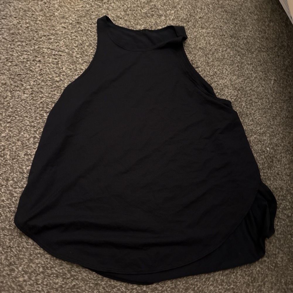 Fabletics Black Ribbed High-Neck Tank